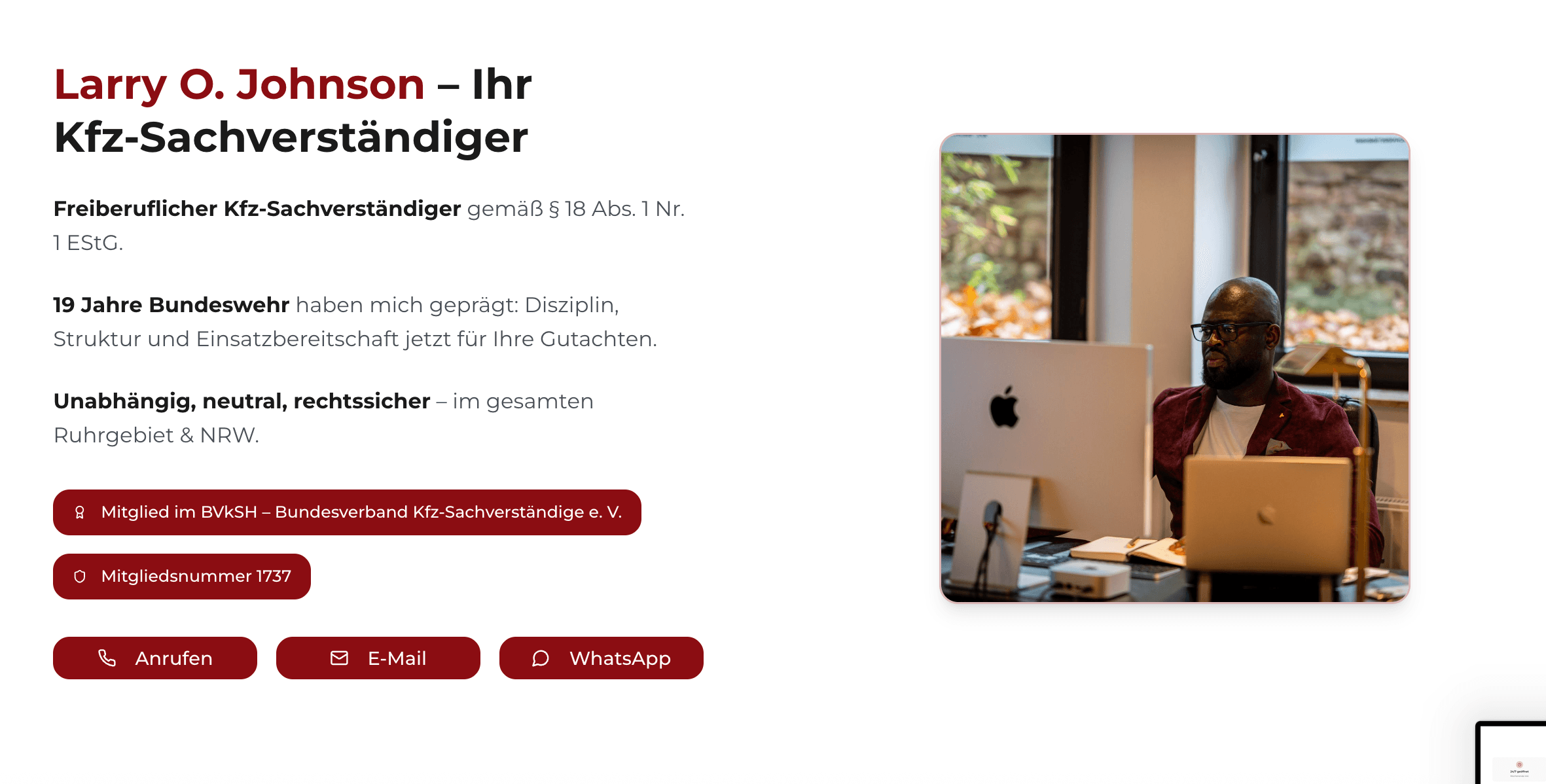 Kfz Sachverständiger OJ, Dortmund – Website-Ansicht 1